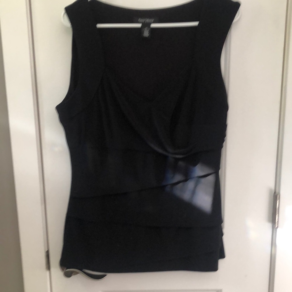 WHBM sleeveless black tiered top